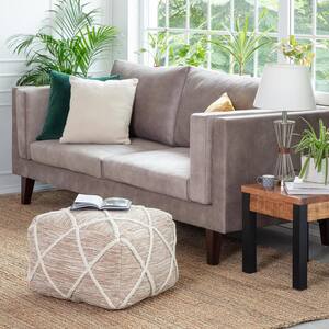 Kirkwood Fields 22 in. x 22 in. x 16 in. Tan and Ivory Pouf