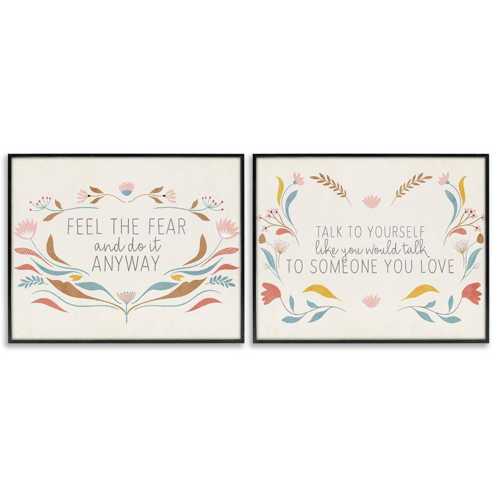Comforting Confident Phrases by Kim Allen 2 Pieces Black Framed Nature Giclee Art Print 11 in. x 14 in.