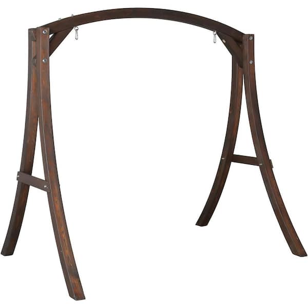 Winado 80 in. 3-Person Tan Wood Patio Swing Stand
