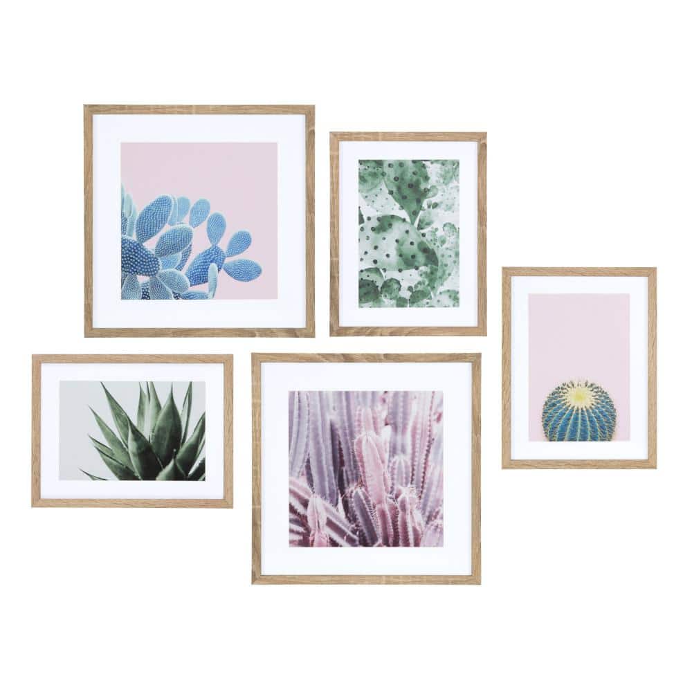 Kate and Laurel Modern Cactus Framed Wall Art Set 15 in. x 15 in. 216086