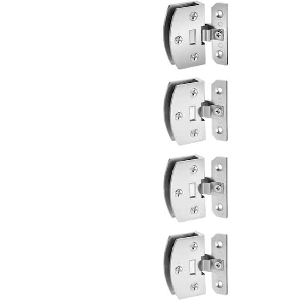 4-Piece 90° Heavy-Duty No-Drill Glass Door Hinge Kit with Mounting Hardware in Chrome, for Shower Doors