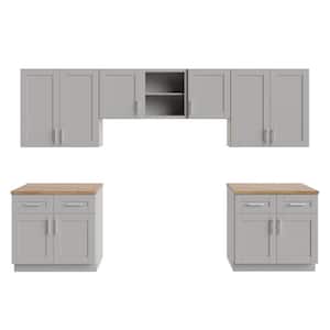 Richmond Vesuvius Gray Plywood Shaker Ready to Assemble Base Kitchen Cabinet Laundry Room 132 in W x 24 in D x 96 in H
