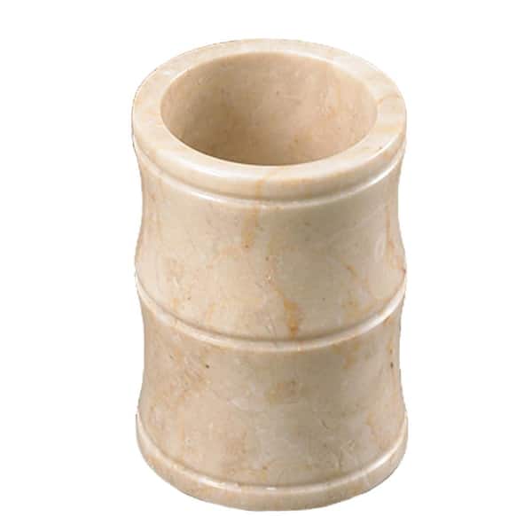 Creative Home Panda Natural Marble Tumbler, Toothbrush Organizer in Beige