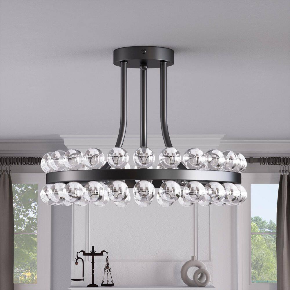 Jackson 16 in. 3-Light Black Crystal Modern Semi Flush Mount Lighting Bedroom Ceiling Lights Fixtures price history on PriceWatchPro