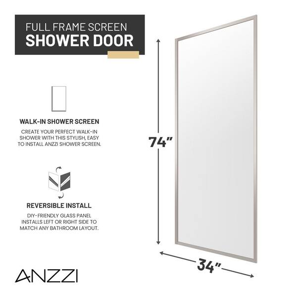anz.ページ ANZZI Welle 34 in. W x 74 in. H Fixed Framed Shower Door in
