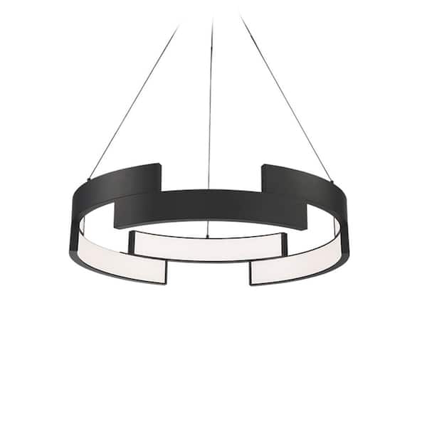 Trap 38 in. 680-Watt Equivalent Integrated LED Black Pendant with PC Shade