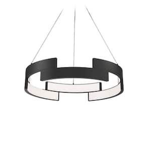 Trap 38 in. 680-Watt Equivalent Integrated LED Black Pendant with PC Shade