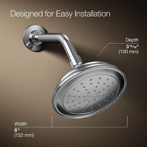 KOHLER Artifacts 1-Spray 6 in. Single Wall Mount Fixed Shower Head in Polished Chrome