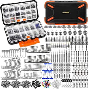Fishing Accessories Kit with Tackle, Hooks, Weights, Jig Heads and Swivels Snaps (397-Piece)