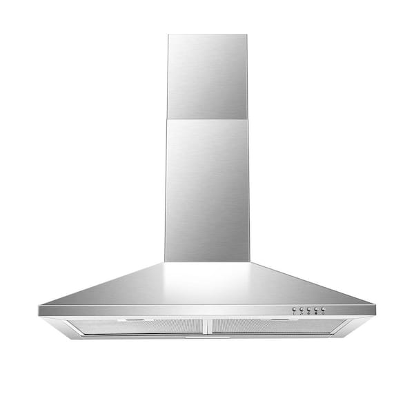 Flynama 30 in. 450 CFM Wall Mount Kitchen Range Hood with Aluminum Mesh Filter in Silver