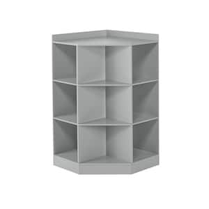 6-Cubby, 3-Shelf Corner Cabinet in Gray