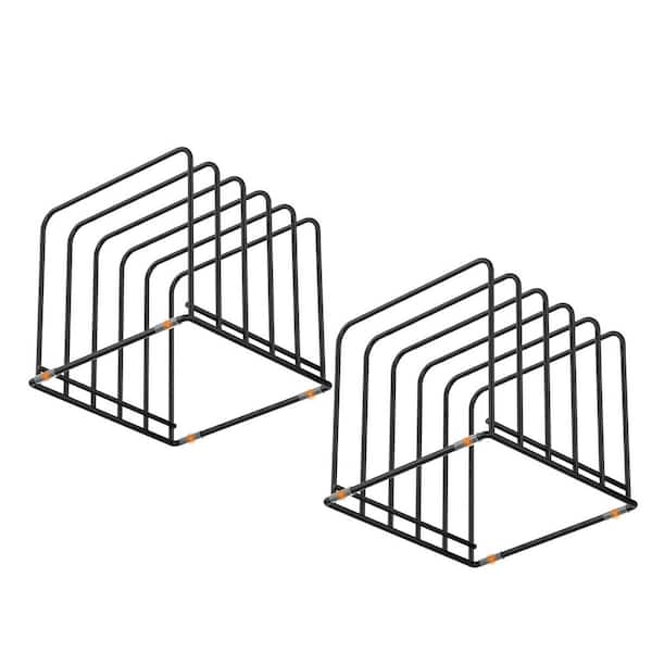 Black Steel Kitchen Cabinet Organizer Cookware Holder Divided Rack for Bakeware Cutting Board Storage 2 PCS