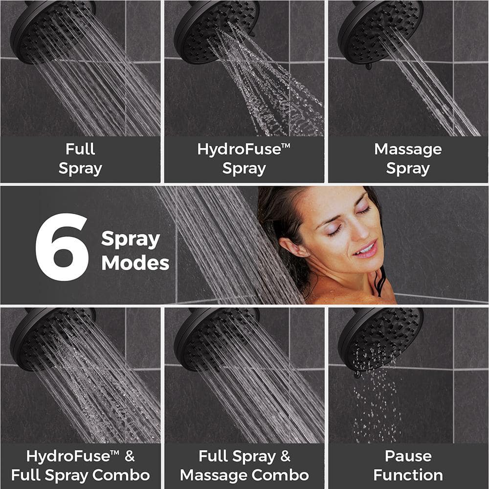 Matte Black Multi-Function Wall Mounted Shower Head
