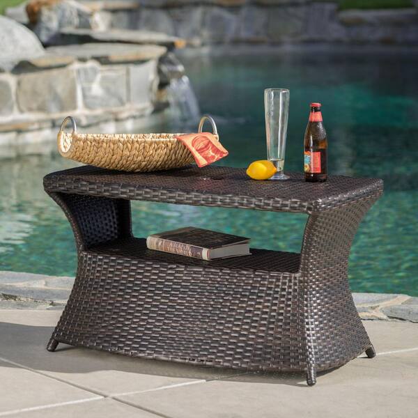 belham living carlena all weather wicker patio umbrella side table Best Choice Products with Hole, Square PE Rattan Outdoor End Table for Patio, Garden, Poolside, Deck w/UV-Resistant Frame, Storage Space Thoughtfully designed and expertly engineered to meet rigorous testing standards and best practices from select ANSI/BIFMA testing protocols Outdoor Wicker Patio Side Table