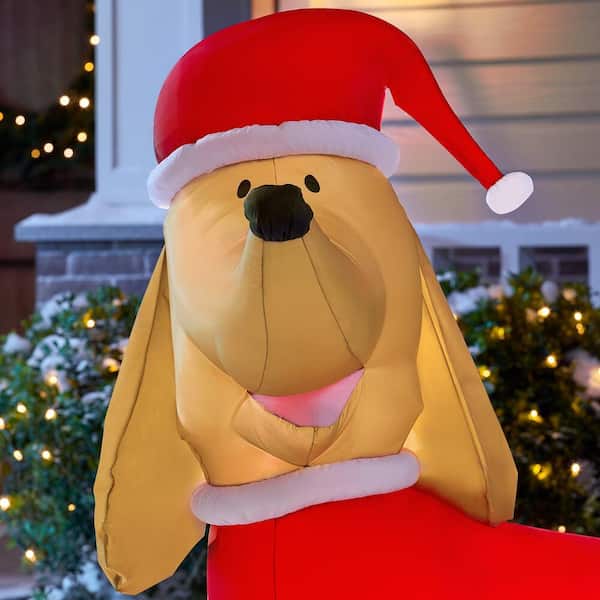 5FT Christmas Inflatables Outdoor Decorations Dachshund Dog with