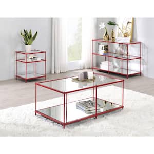 Upland 42 in. Red Rectangular Glass Top Coffee Table
