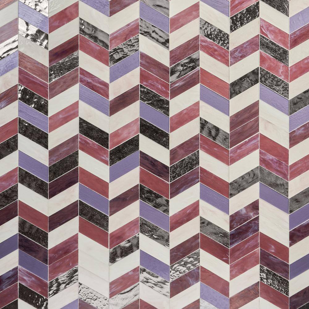 Elizabeth Sutton Glory 11.74" Chevron Glass Mosaic Tile