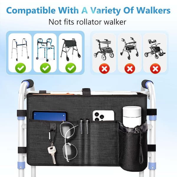 Wudkey Walker Bag, Secure Fit Walker Basket with Cup Holder, Large