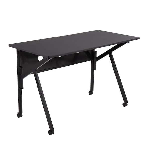 Lumisource K-Fold 47.25 in. Black Wood and Black Steel Folding Writing Desk
