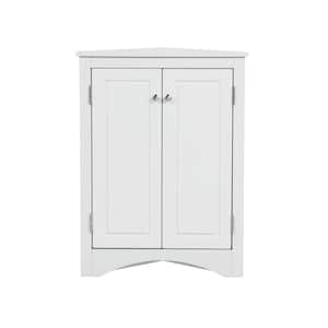 23.6 in .W x 17.2 in. D x 31.5 in. H in White MDF Corner Kitchen Cabinet in White Finish with Adjustable Shelves