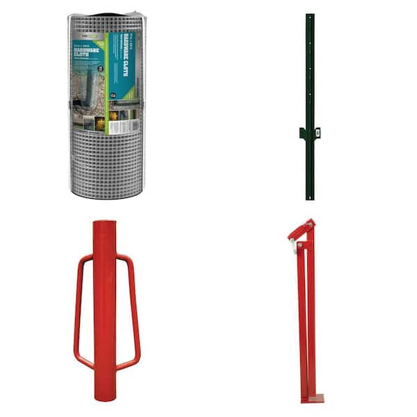 1/2 in. x 2 ft. x 100 ft. Hardware Cloth, 1-1/4 in. x 3/4 in. x 3 ft. Steel U-Post, Post Driver and T-Post Puller