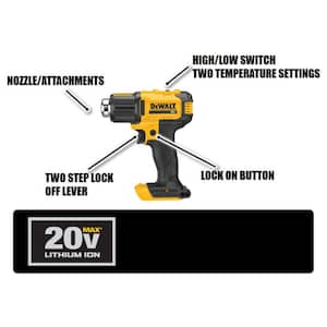 20V MAX Cordless Compact Heat Gun with Flat and Hook Nozzle Attachments, 20V 4.0Ah Battery, and 12V - 20V MAX Charger
