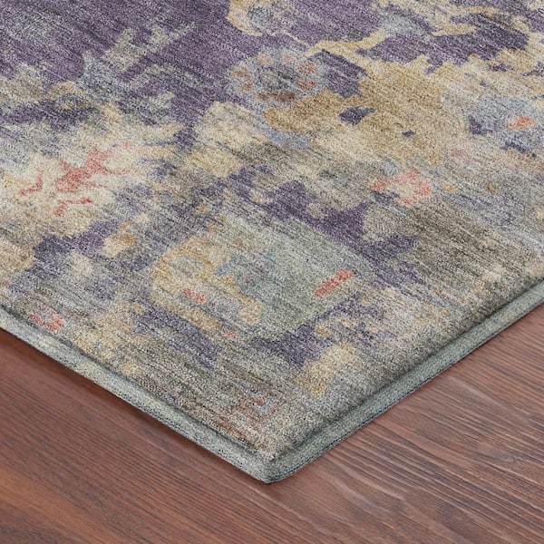 Mayfield Premium Machine Washable Abstract AMF2302 Plum 2 ft. x 7 ft. Runner Rug