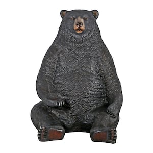89 in. H Sitting Pretty Oversized Black Bear Statue with Paw Seat