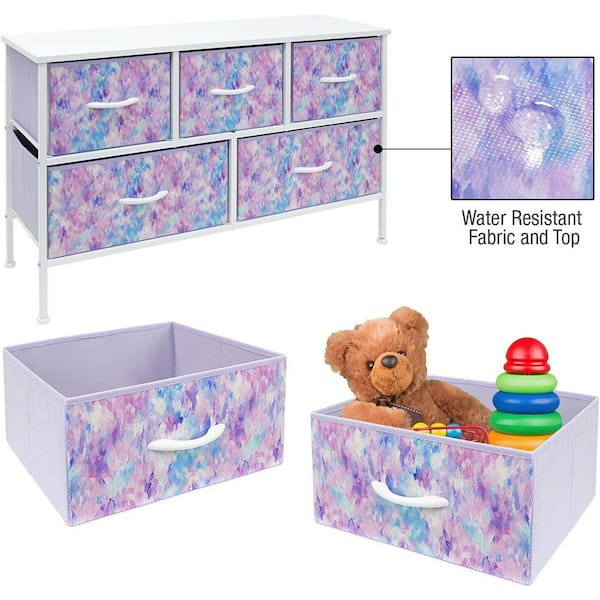 Sorbus 5 Drawers Chest Dresser - Tie-Dye Purple