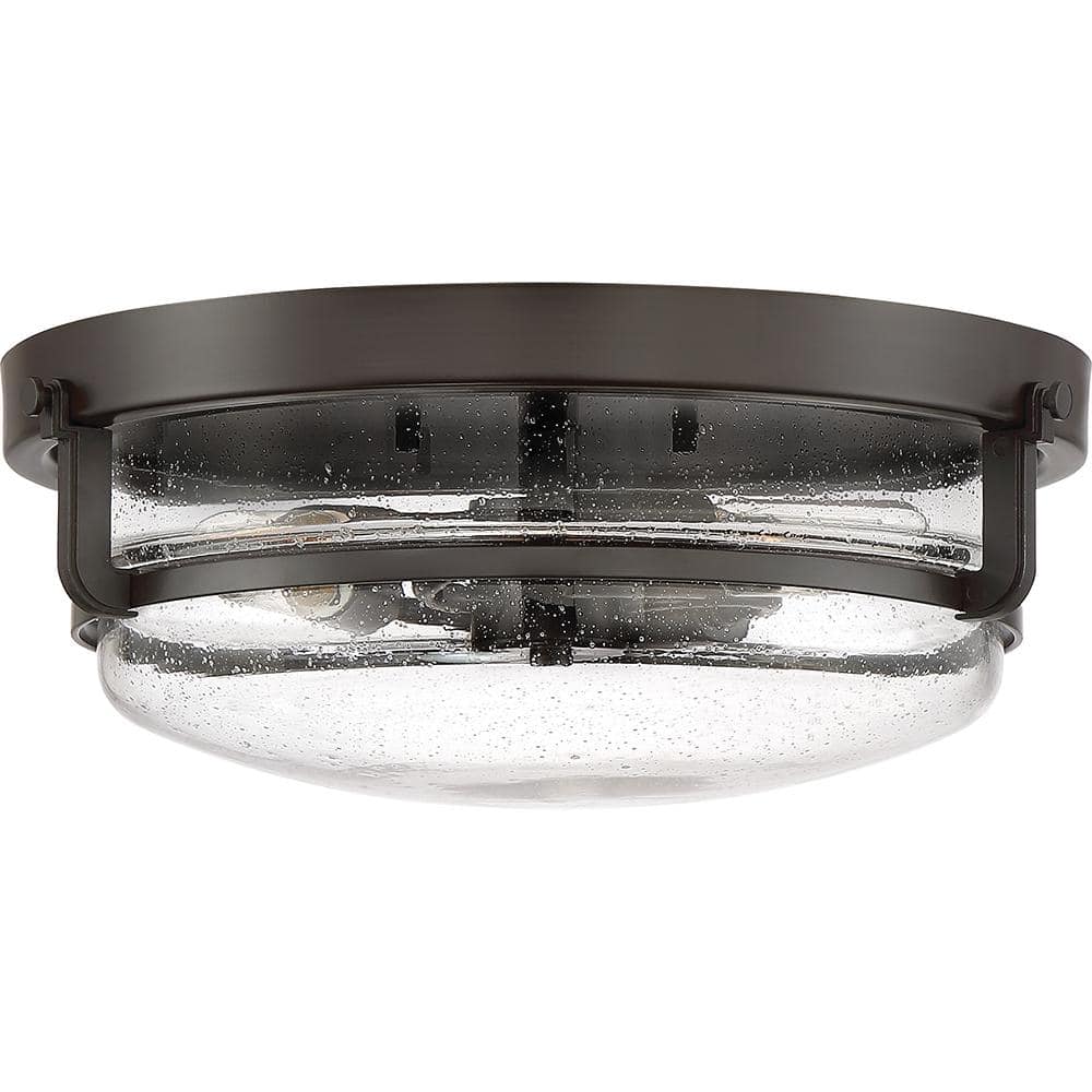 Palladian Bronze 14.75" Indoor/Outdoor Glass Bowl Flush Mount