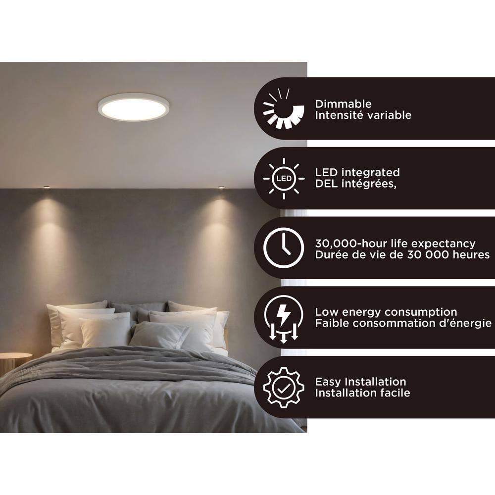 White Circular Integrated LED Flush Mount Ceiling Light