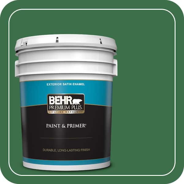 BEHR PREMIUM PLUS 5 gal. #S-H-450 Parsley Sprig Satin Enamel Exterior Paint & Primer