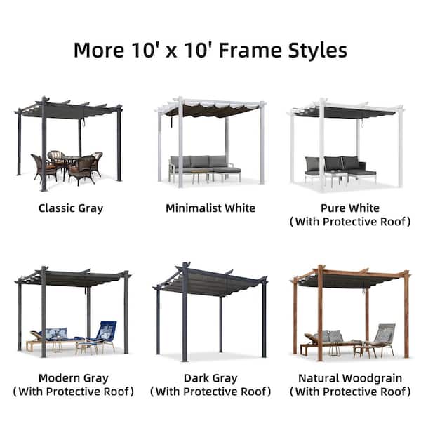 PURPLE LEAF 10 ft. x 10 ft. Gray Aluminum Frame Outdoor Patio