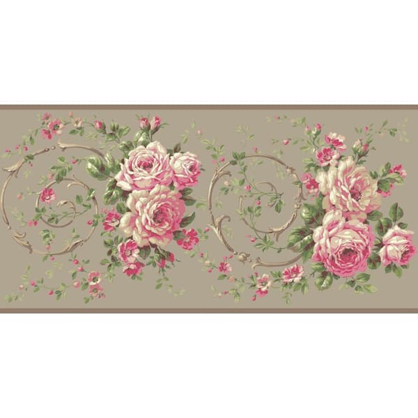 York Wallcoverings Casabella II Rose Scroll Wallpaper Border