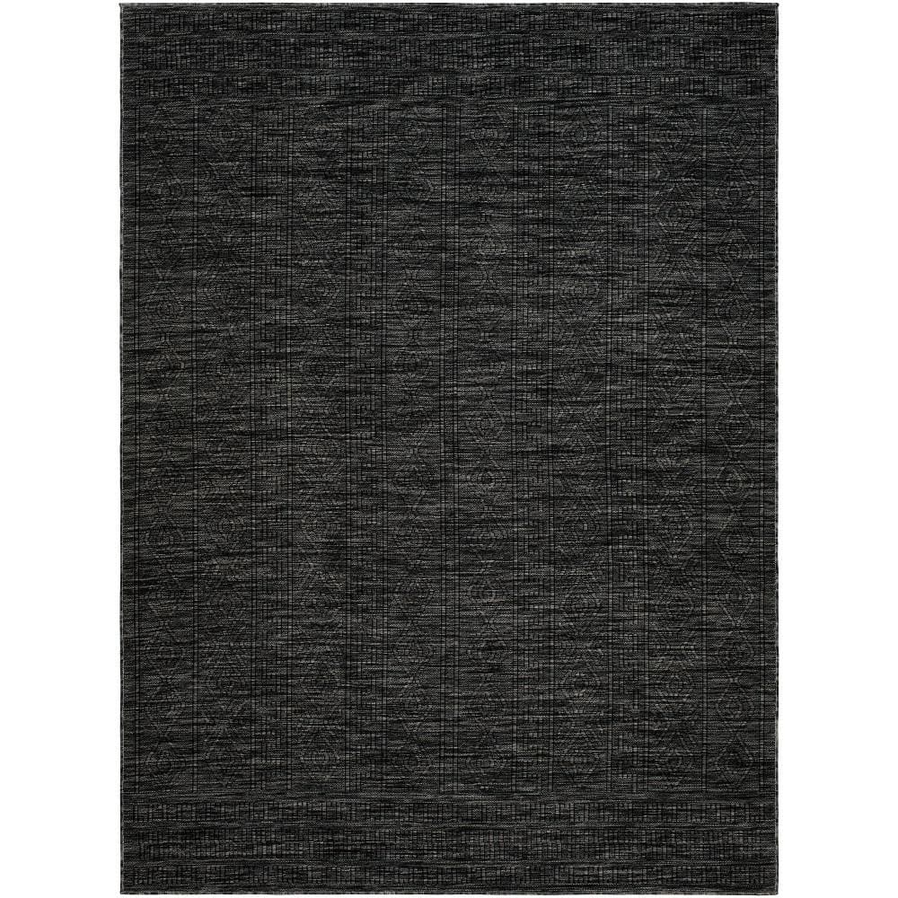 Livabliss Terrace Black Solid 5 ft. x 7 ft. Indoor/Outdoor Area Rug ...