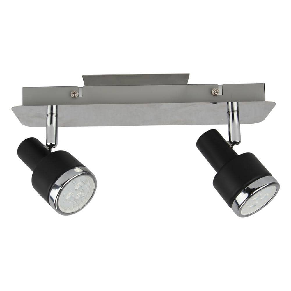 1 ft. 2-Light Matte Black, Chrome and Silver Grey LED Fixed Track Lighting 