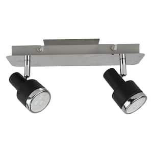 1 ft. 2-Light Matte Black, Chrome and Silver Grey LED Fixed Track Lighting Kit with Adjustable Head Lamp