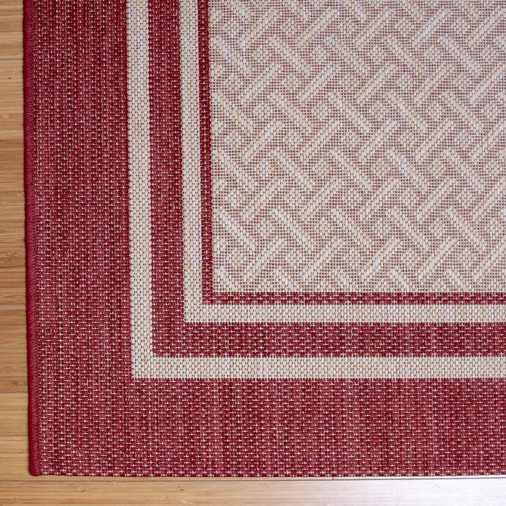 Grain and Red Flat Woven Synthetic 5' x 7' Outdoor Rug