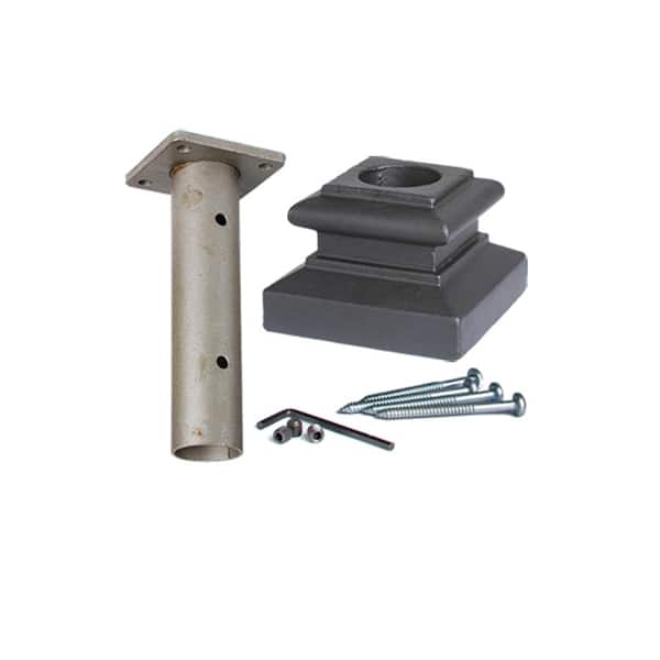 HOUSE OF FORGINGS Round Mounting Kit 3.125 in. Cast Iron Level Shoe Newel Shoe Ash Grey