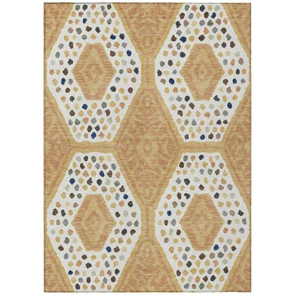 Chantille Machine Washable Indoor/Outdoor Abstract ACN2457 Gold 3 ft. x 4 ft. Area Rug