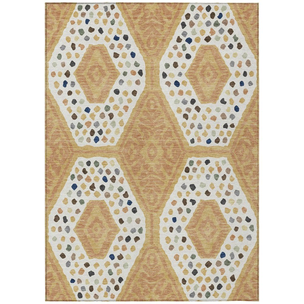 Gold Fun Rug Addison Rugs Chantille Machine Washable Indoor/Outdoor Abstract ACN2457 ...