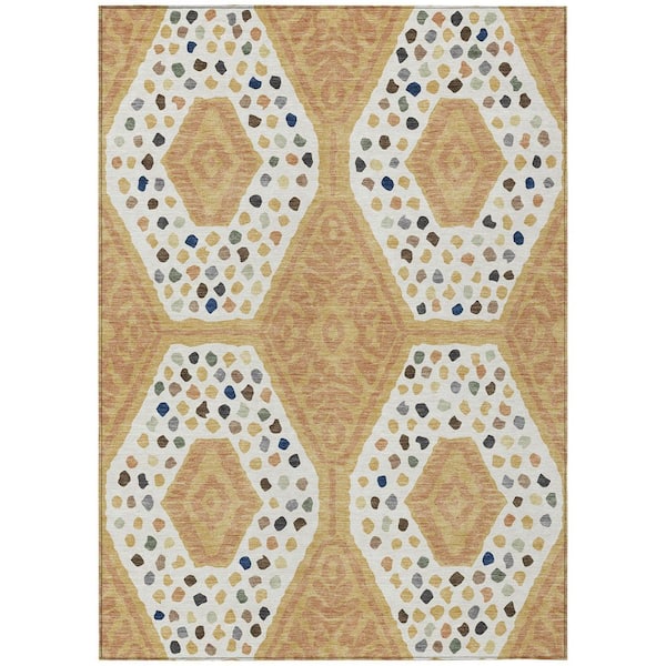Chantille Machine Washable Indoor/Outdoor Abstract ACN2457 Gold 3 ft. x 5 ft. Area Rug