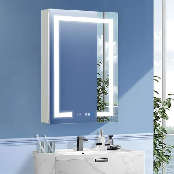 Lonni 20 in. W x 32 in. H Rectangular Silver Aluminum Recessed/Surface ...