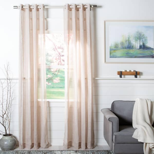 SAFAVIEH Beige Solid Grommet Sheer Curtain - 52 in. W x 84 in. L