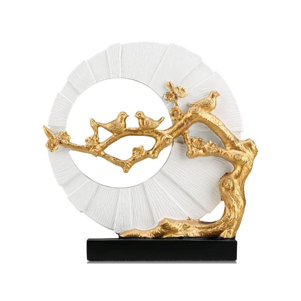 Gold 9 in. x 9 in. Resin Bird Sculpture Home Decor