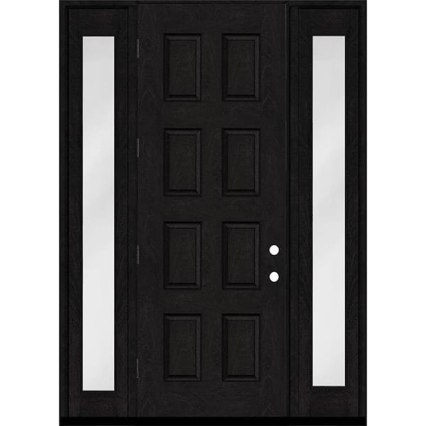 Steves & Sons Regency 64 in. x 96 in. 8-Panel RHOS Onyx Stain Mahogany Fiberglass Prehung Front Door w/Dbl 12in. Sidelites