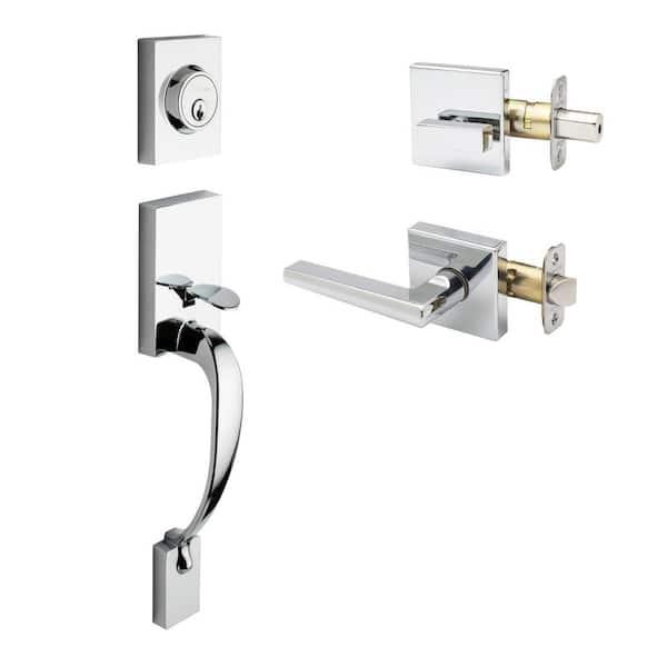 Copper Creek Fashion Polished Stainless Door Handleset and Verona Handle Trim