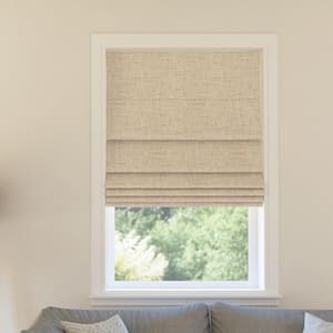 Somerton Cordless Taupe 100% Blackout Textured Fabric Roman Shade 31 in. W x 64 in. L
