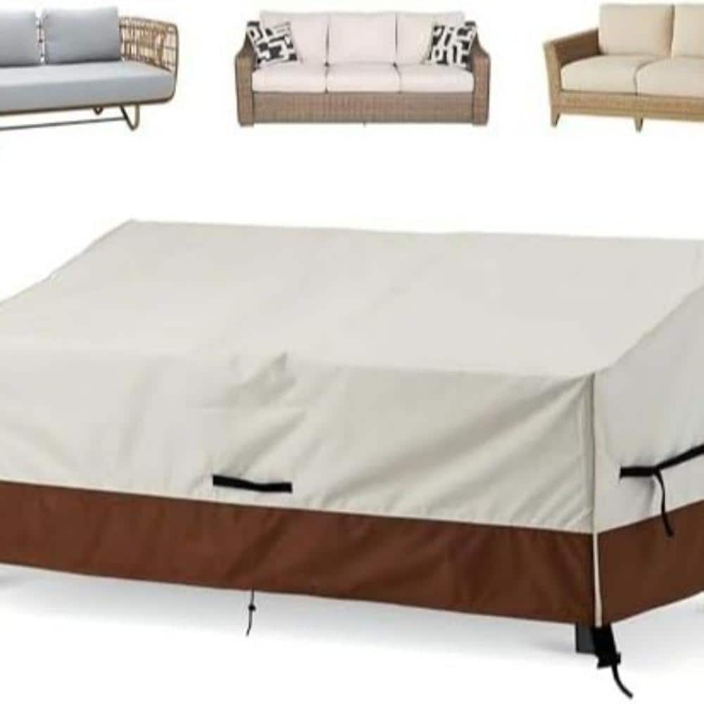 Heavy Duty Beige Waterproof UV Resistant 3 Seater Outdoor Patio Sofa Cover(74x35x31 inches) price history on PriceWatchPro