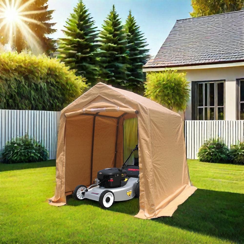 7 ft. x 12 ft. Sand Outdoor Waterproof Gazebo Carport, Portable Motorcycle 